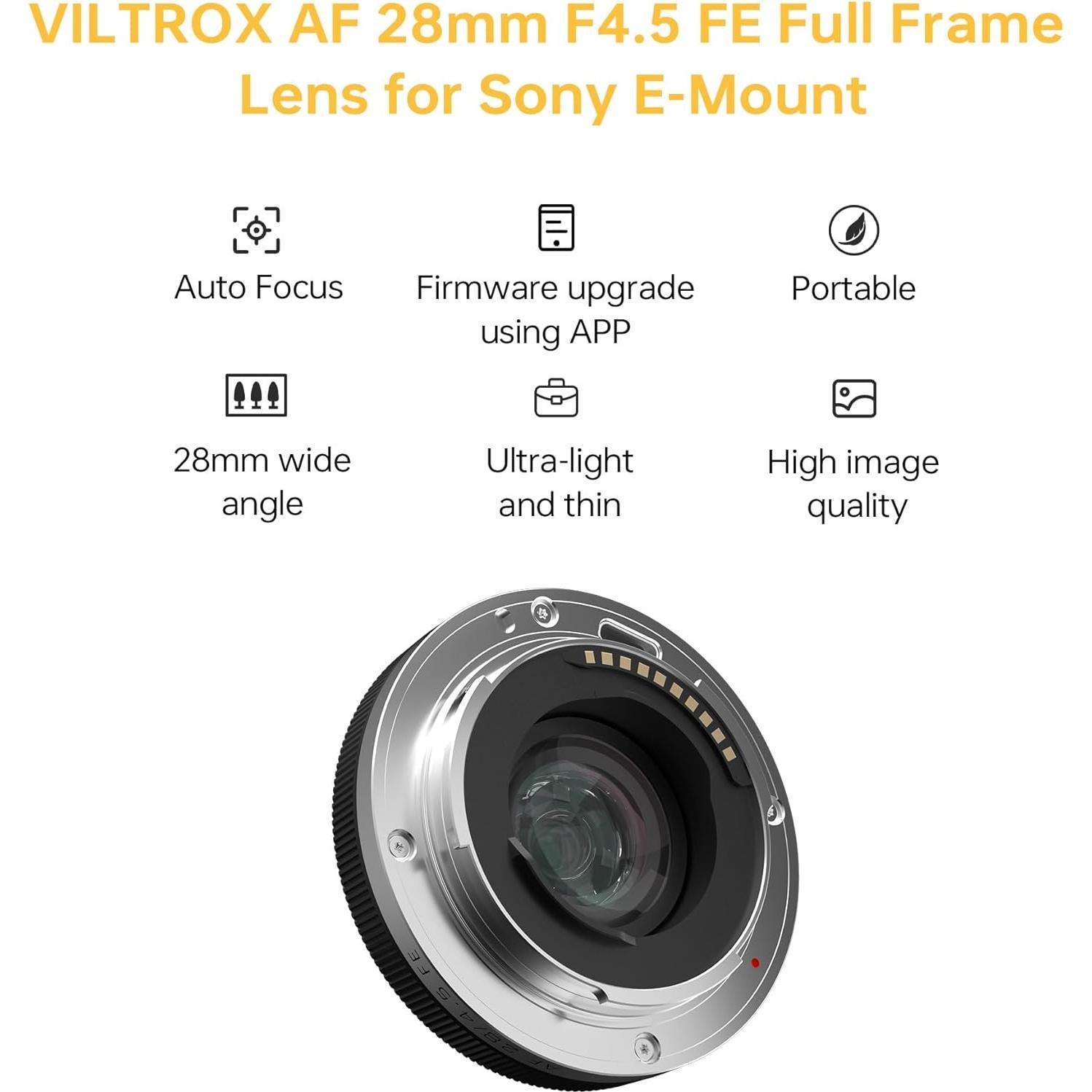 Lente VILTROX AF 28mm F4.5 para Sony E - Gran Angular Compacto