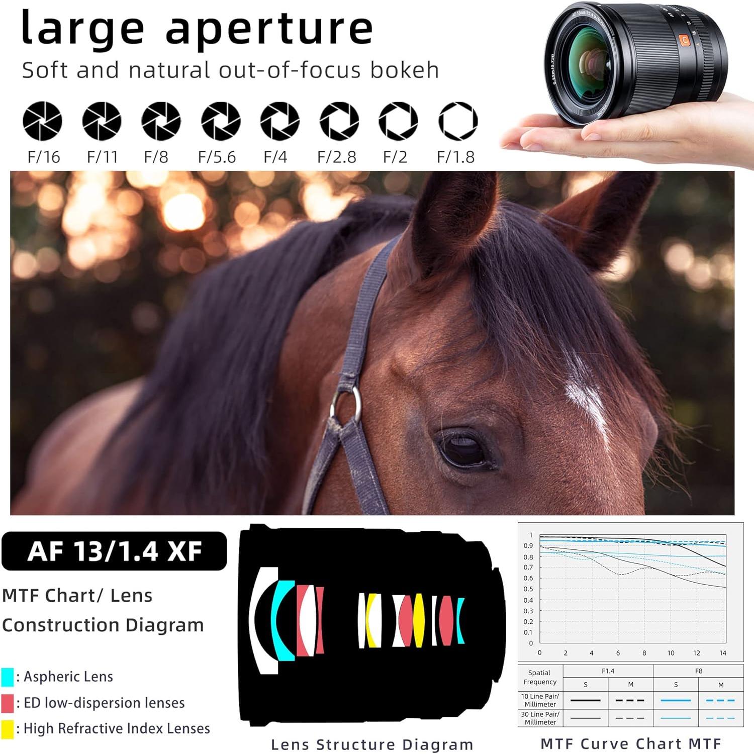 Lente VILTROX AF 13mm F1.4 XF para Fujifilm APS-C