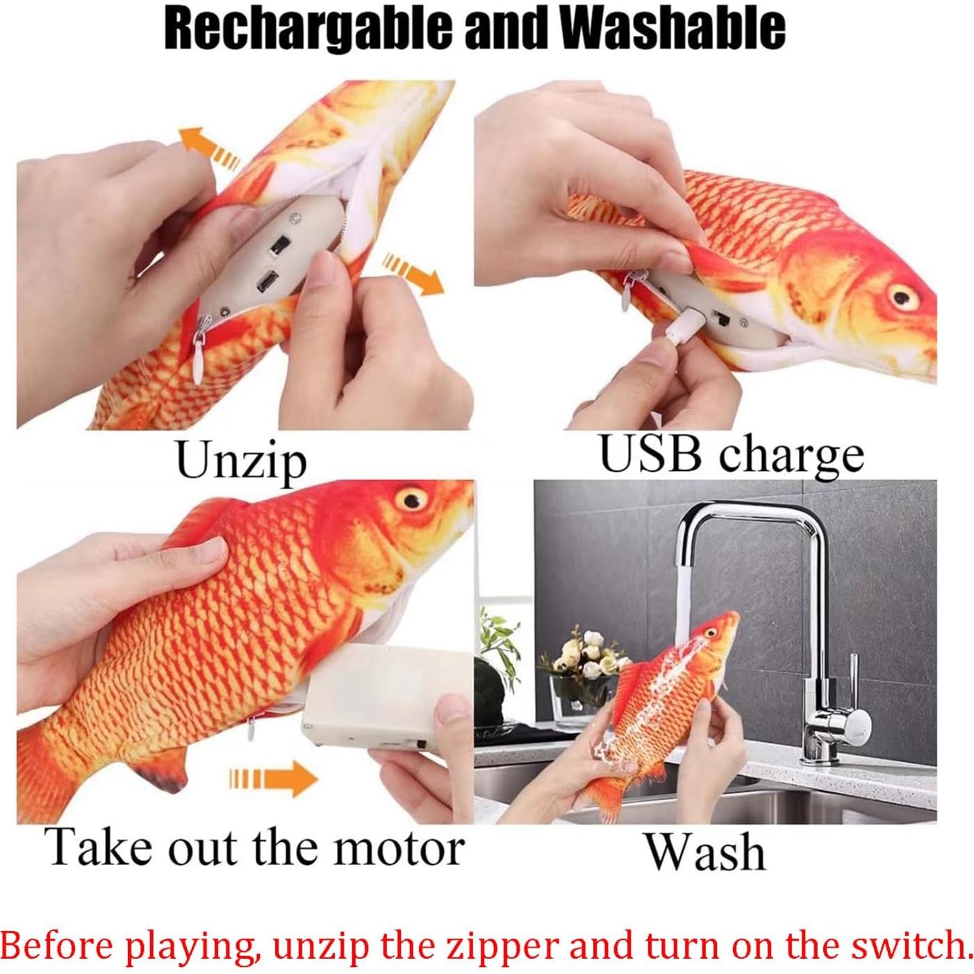 Pez Eléctrico Interactivo Xuanyun Rojo 27,9 cm Carga USB