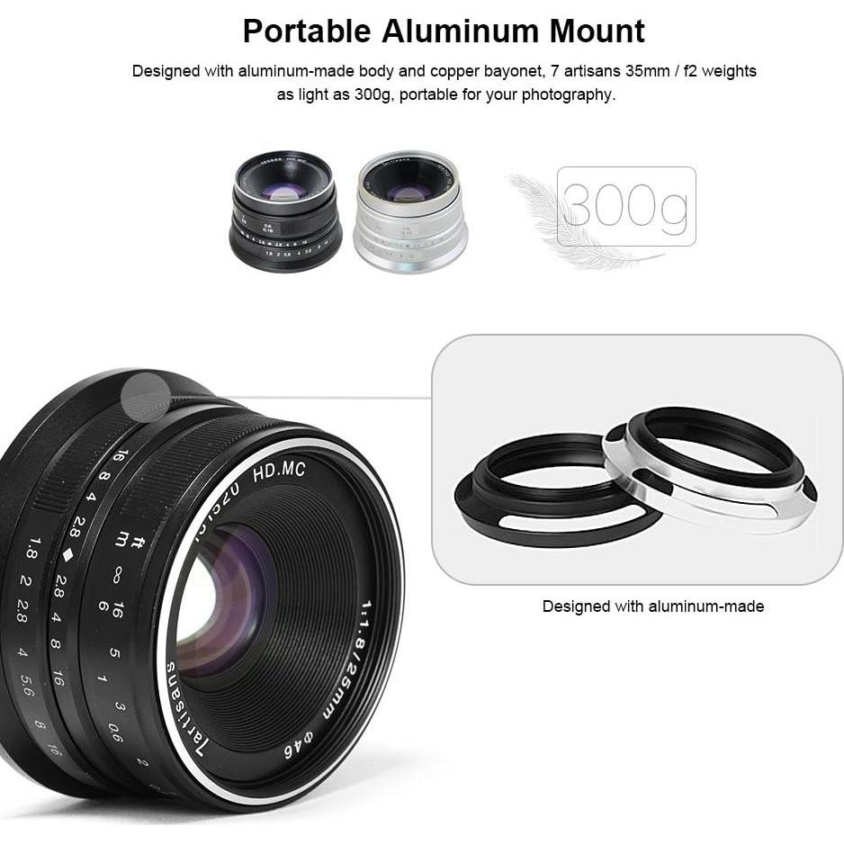 Lente Fijo 25mm F1.8 7artisans para Cámaras Sony E-Mount