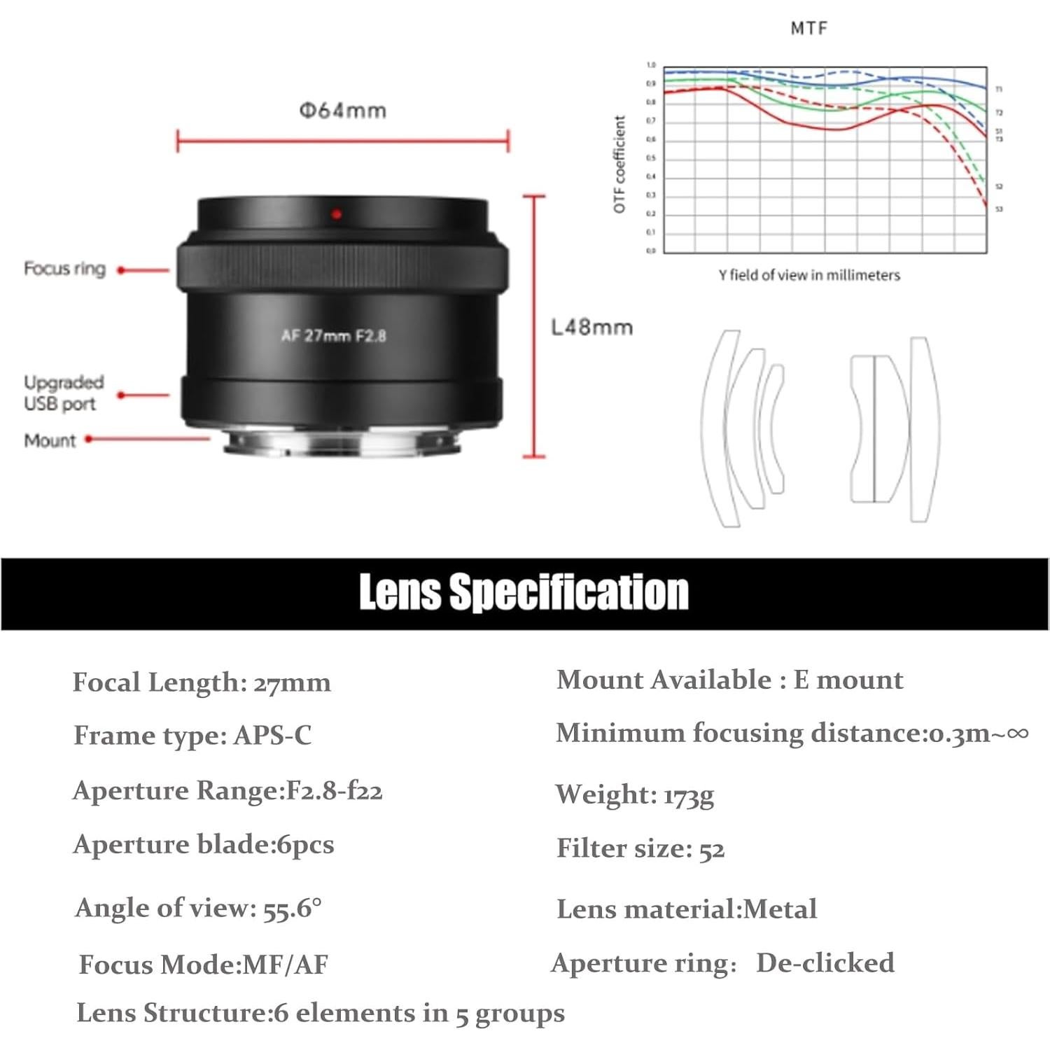 Lente 7artisans 27mm F2.8 Autofocus para Nikon Z - Gran Apertura