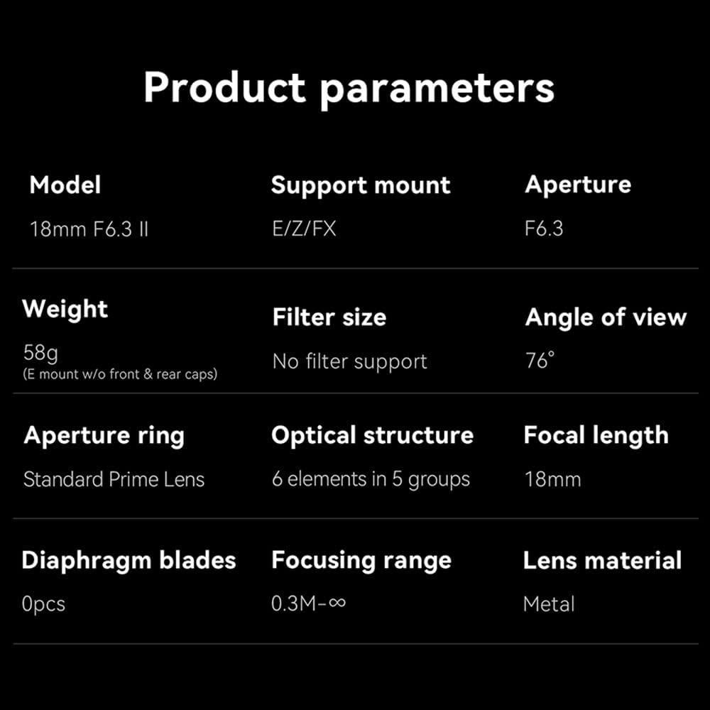 Lente Pancake 7artisans 18mm F6.3 II para Nikon Z - Enfoque Manual
