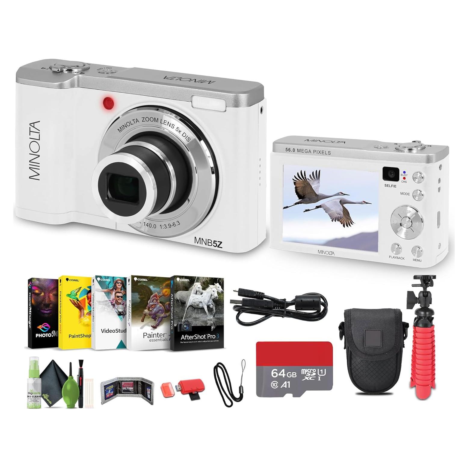 Cámara Digital Minolta MNB5Z 56MP Doble Lente Zoom 5X 5K HD