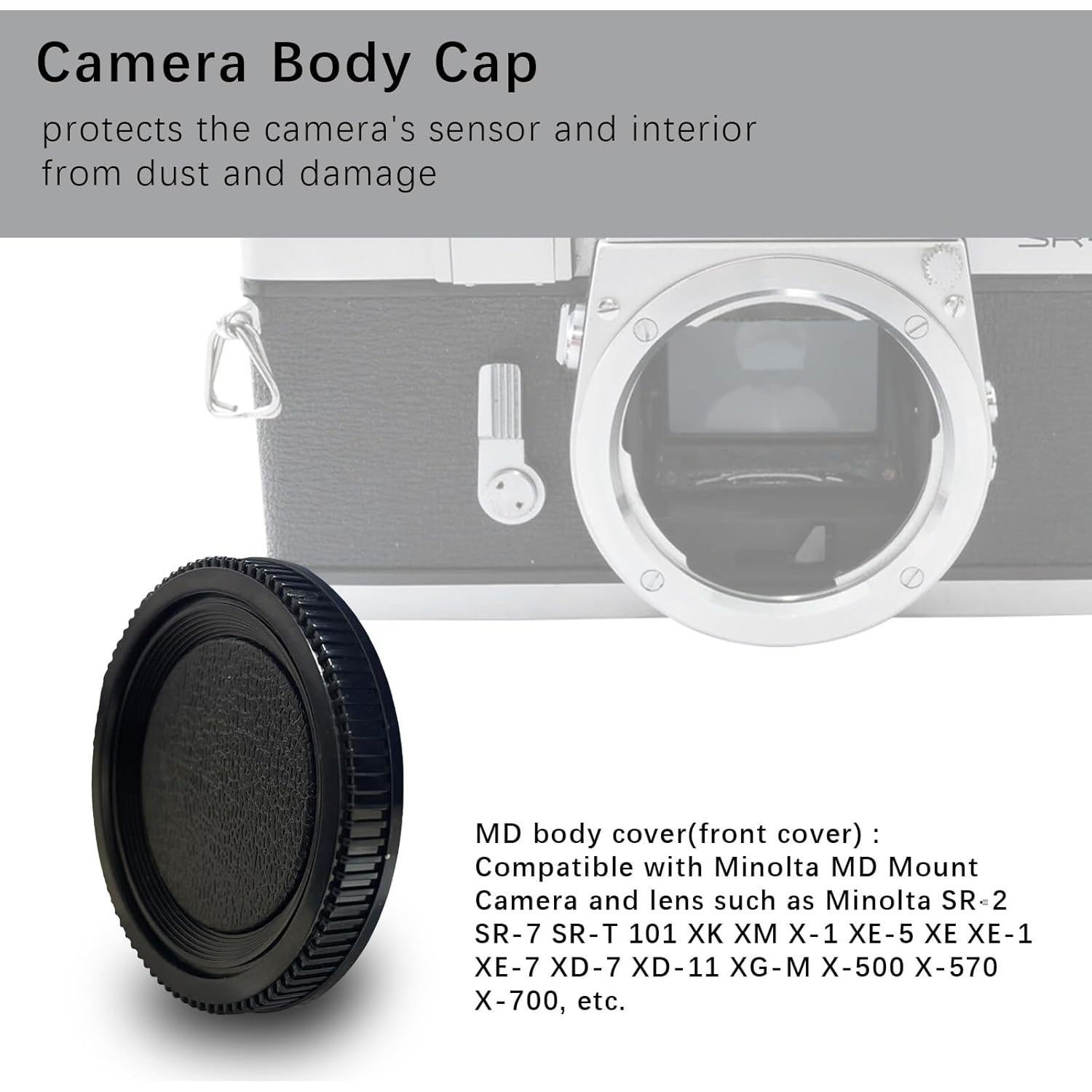 Tapa de Cuerpo y Tapa Trasera de Lente Minolta MD/MC