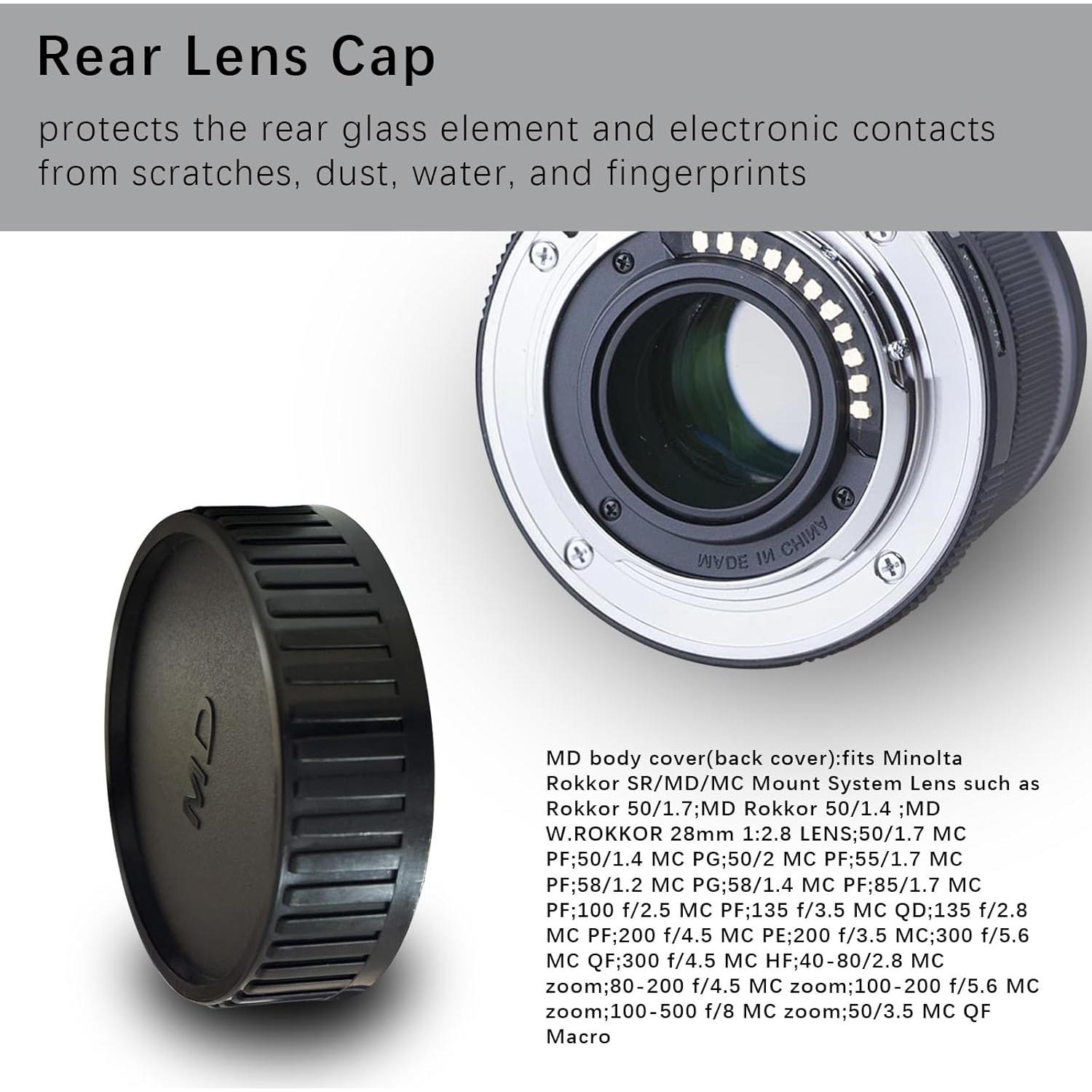 Tapa de Cuerpo y Tapa Trasera de Lente Minolta MD/MC