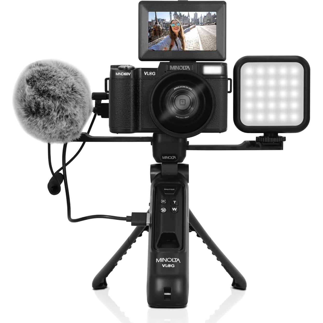 Cámara Digital Minolta MND60V 64 MP 4K para Vlogging Kit