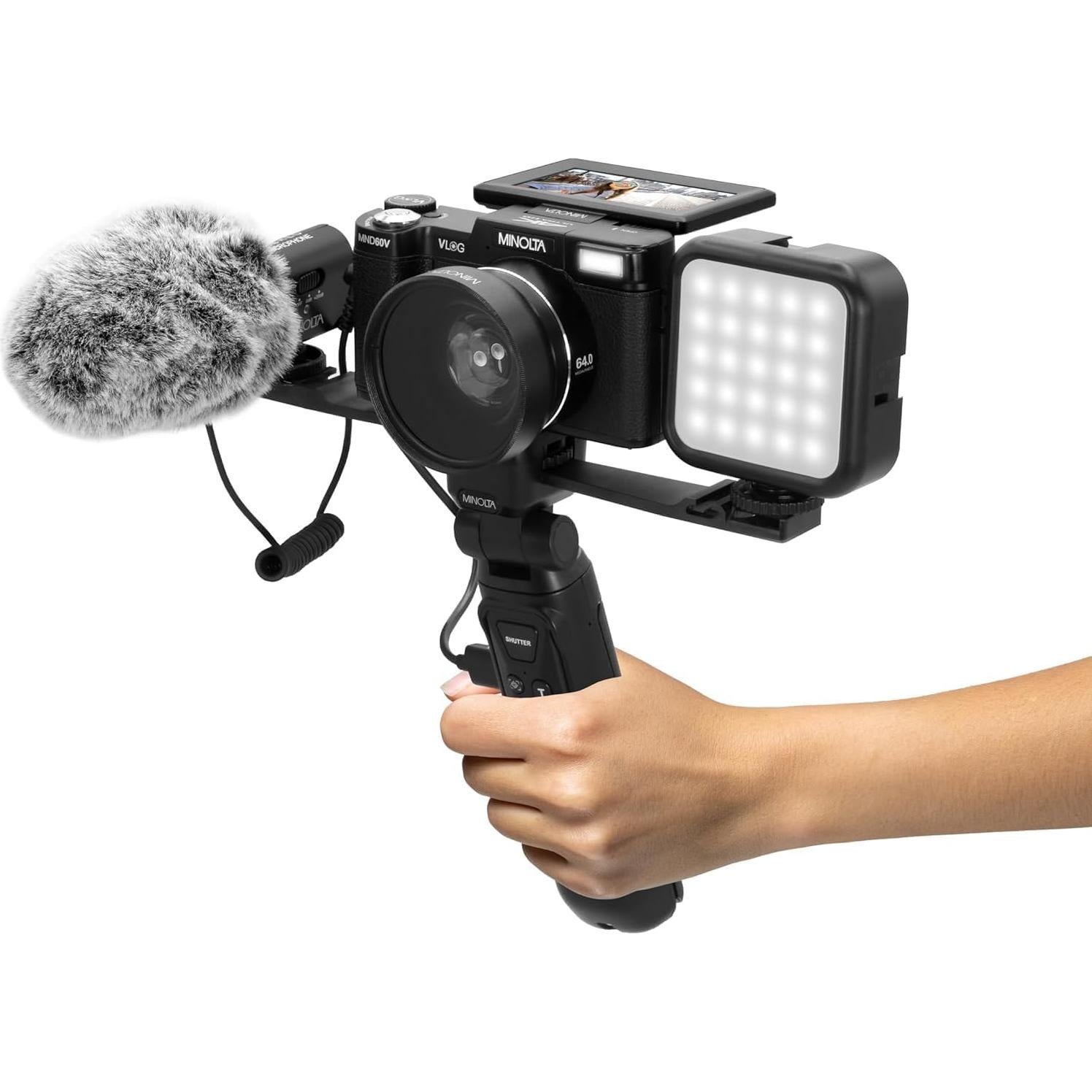 Cámara Digital Minolta MND60V 64 MP 4K para Vlogging Kit