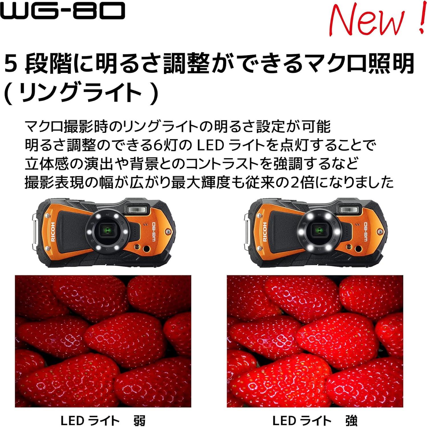 Cámara Digital Resistente al Agua Ricoh WG-80 16MP Negra