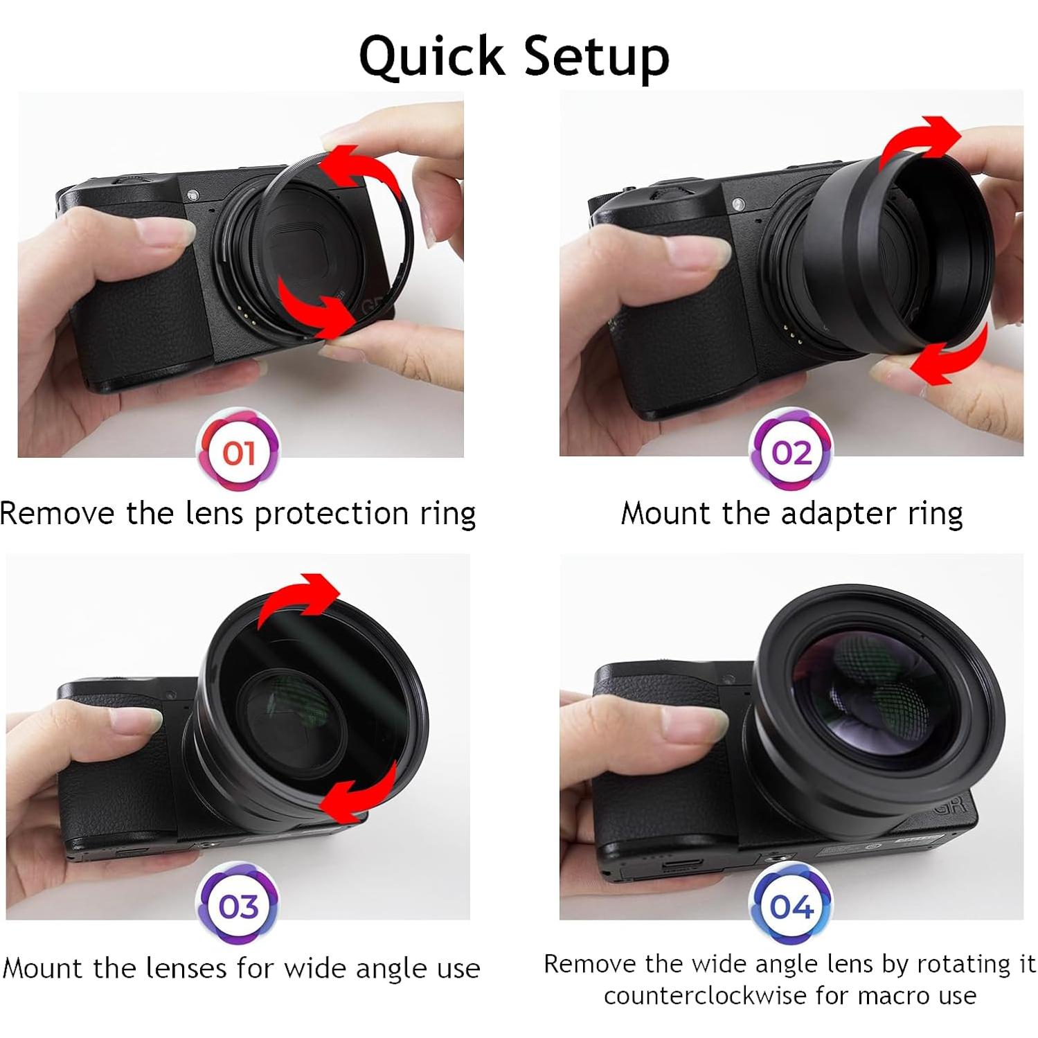 Lente Gran Angular y Macro 49mm FotoZ para Ricoh GR IIIX