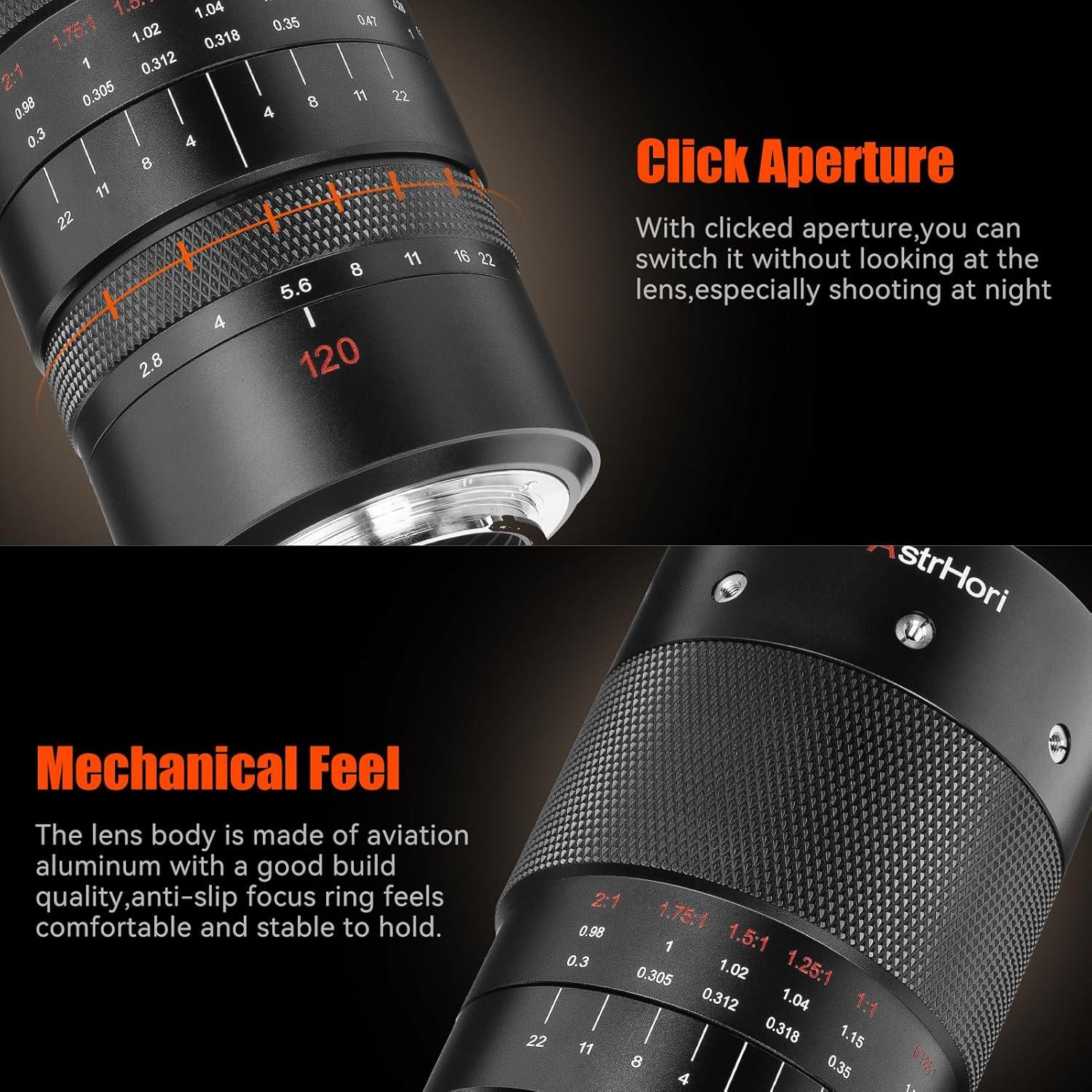 Lente Macro AstrHori 120mm F2.8 2X para Nikon Z - Alta Resolución