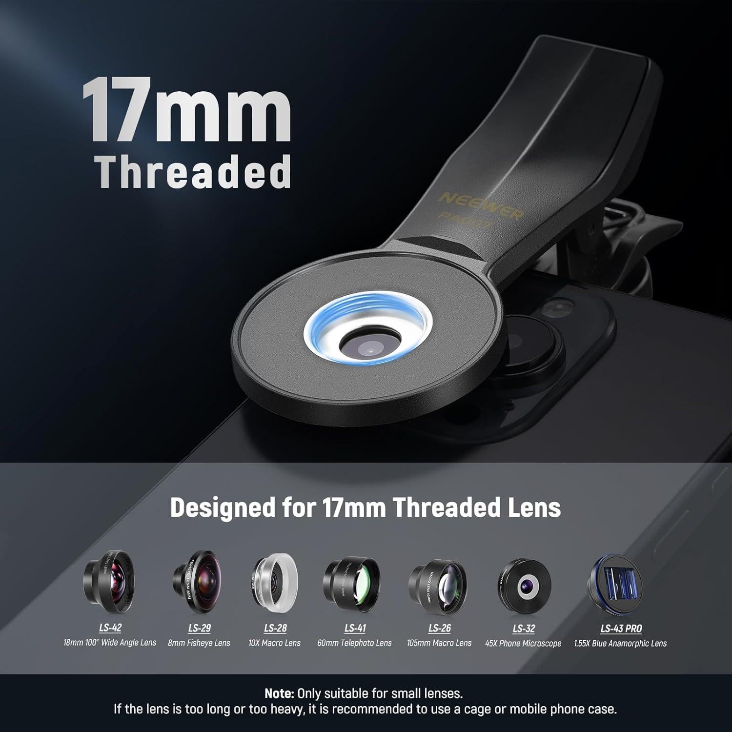 Abrazadera Universal para Teléfono NEEWER 17mm Lente Roscada