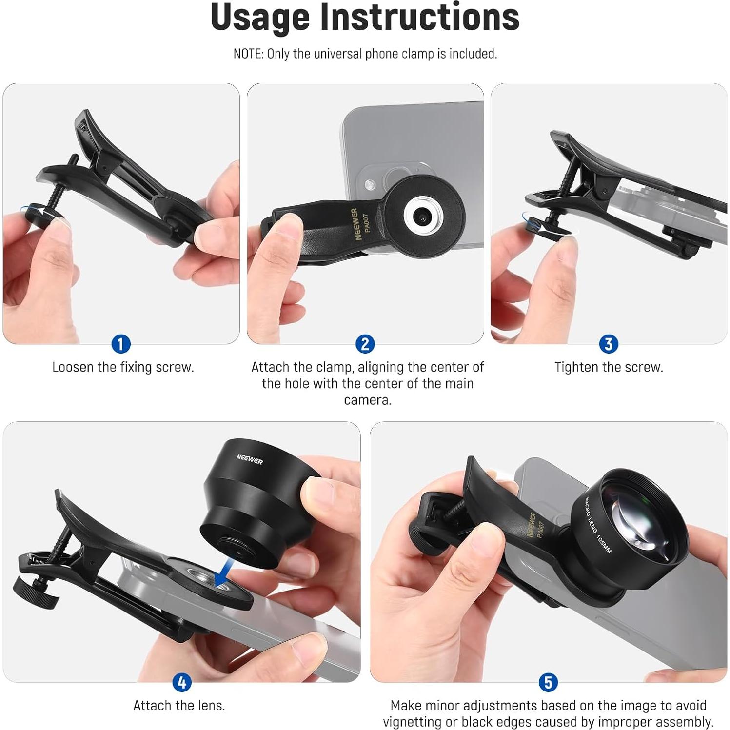 Abrazadera Universal para Teléfono NEEWER 17mm Lente Roscada