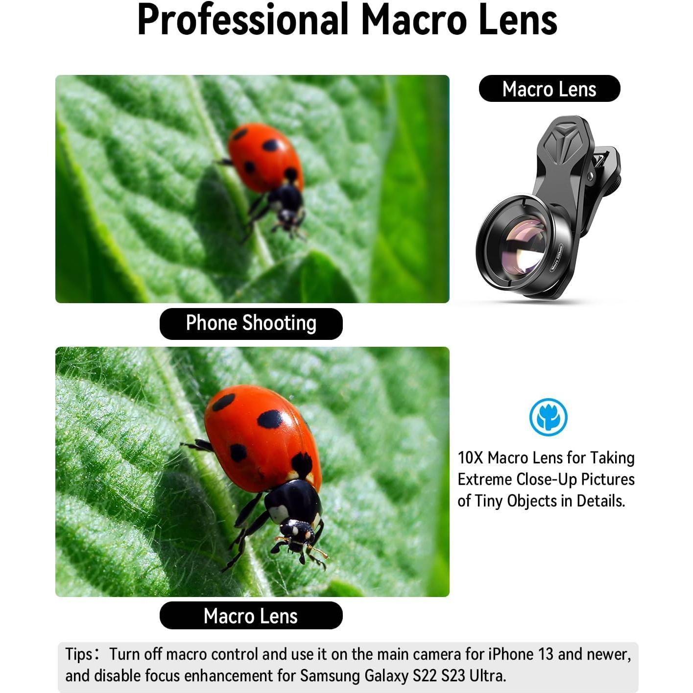 Kit Lente Macro Evil Eye 10-20X para Smartphone Universal