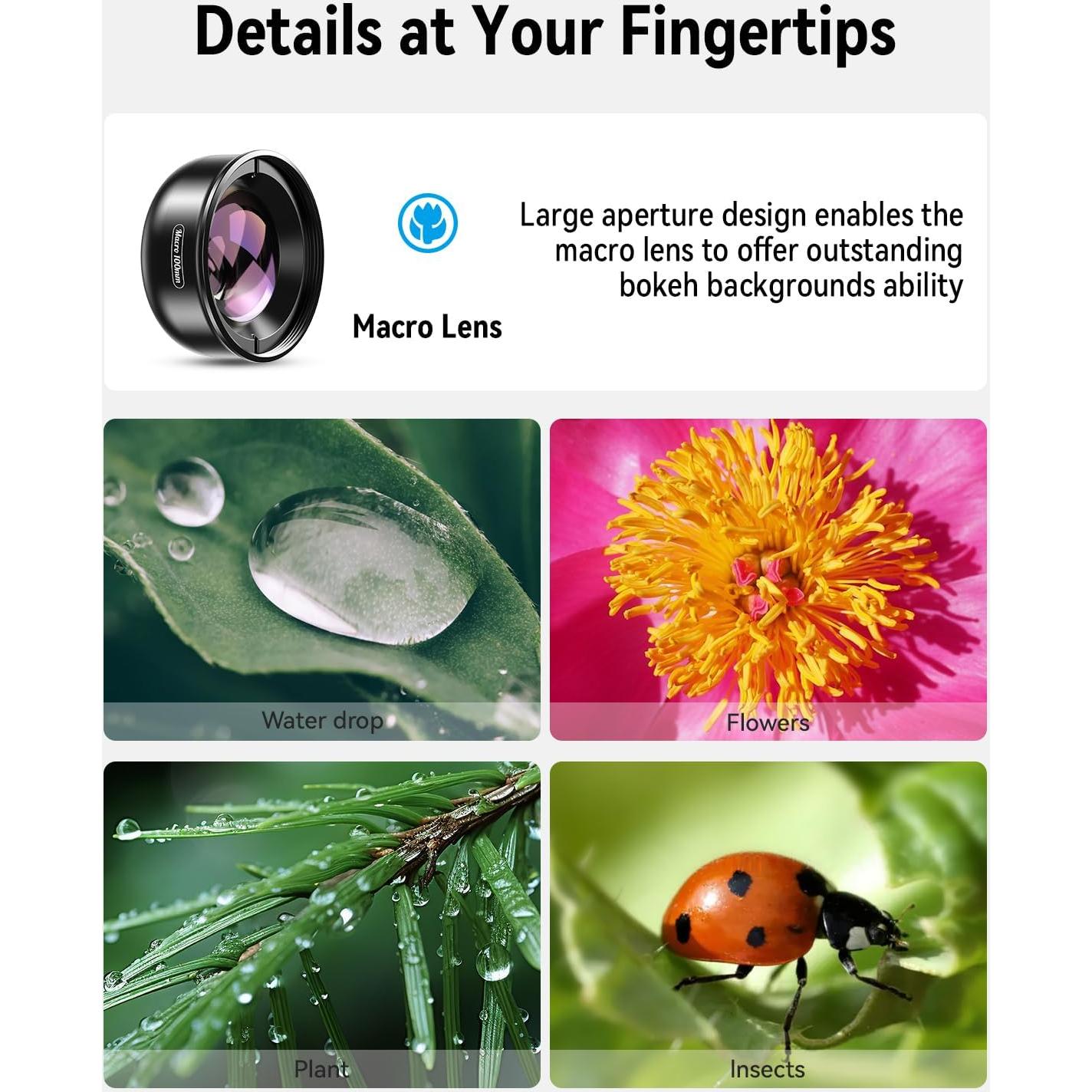 Kit Lente Macro Evil Eye 10-20X para Smartphone Universal