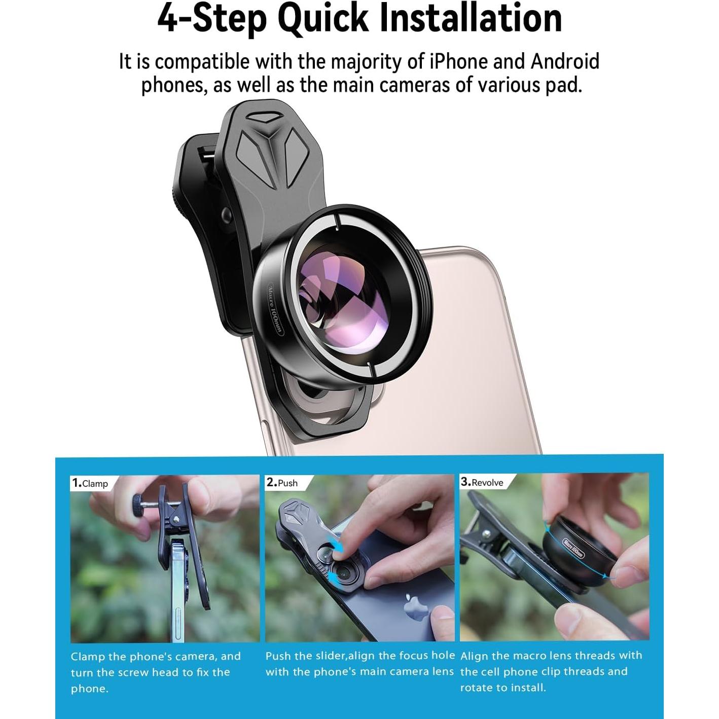 Kit Lente Macro Evil Eye 10-20X para Smartphone Universal