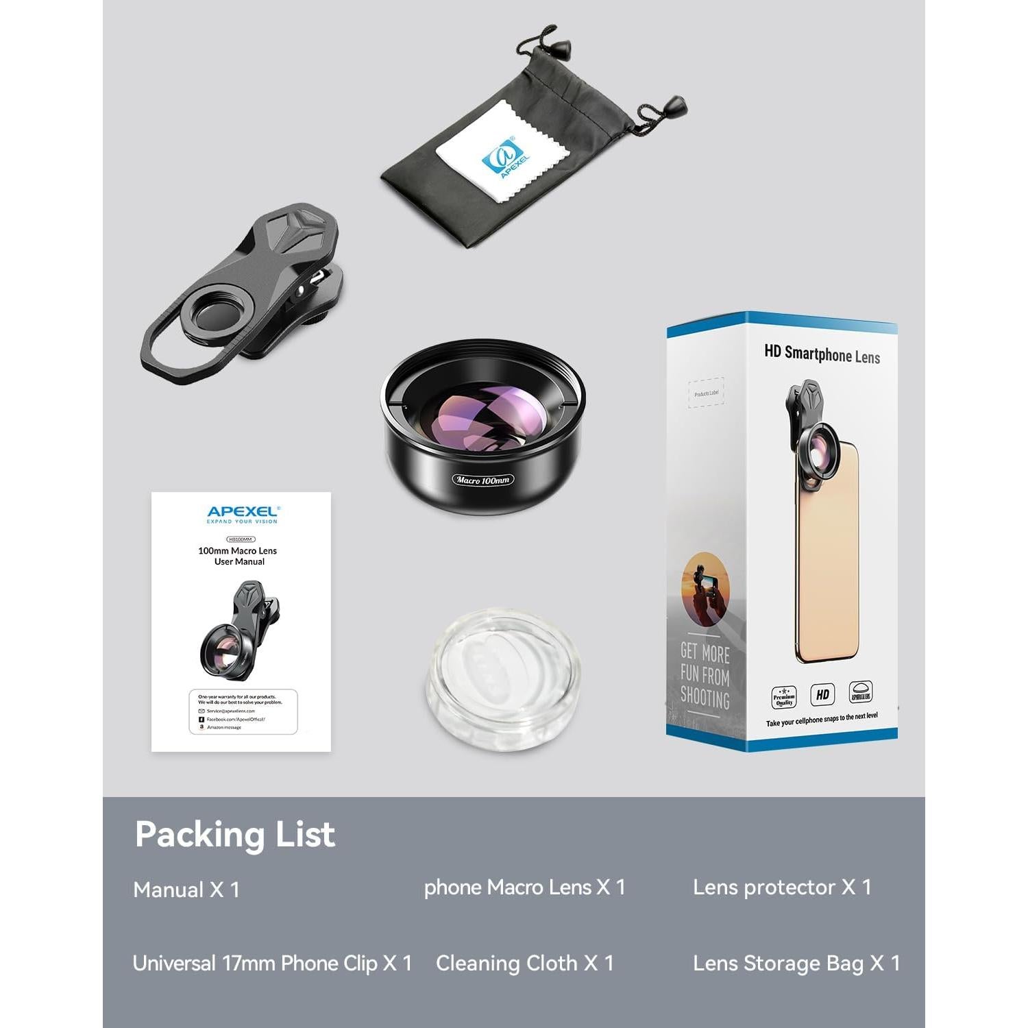 Kit Lente Macro Evil Eye 10-20X para Smartphone Universal