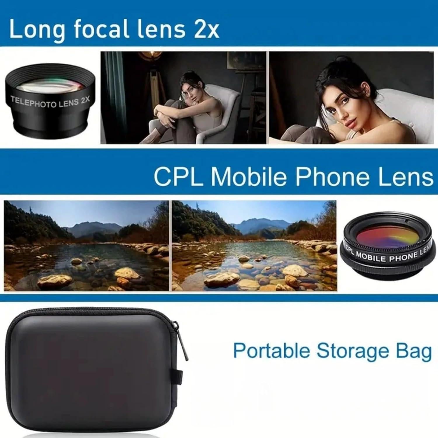 Kit de Lentes para Cámara de Teléfono Móvil 7 en 1 LJRHYEH