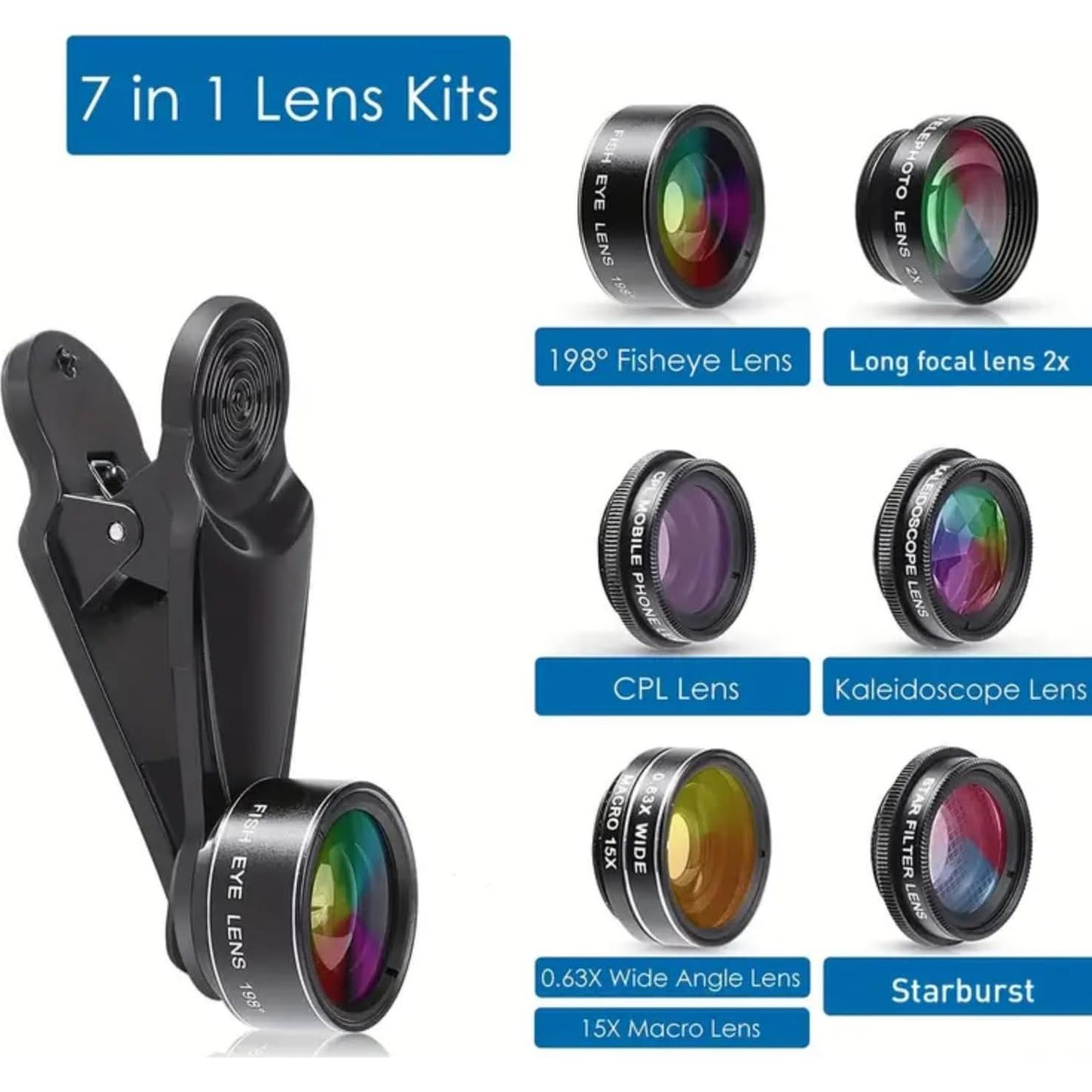 Kit de Lentes para Cámara de Teléfono Móvil 7 en 1 LJRHYEH