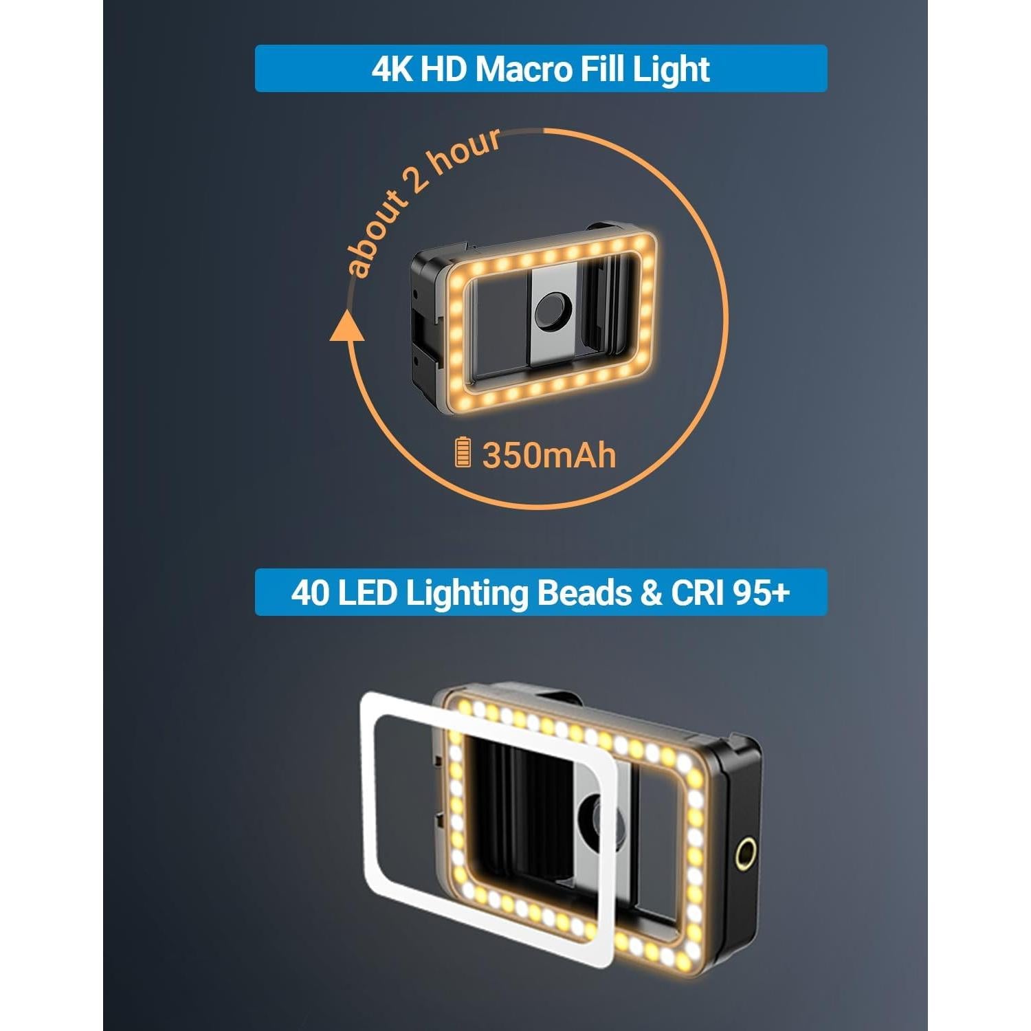 Lente Macro APEXEL con Luz LED y Batería Recargable 350mAh