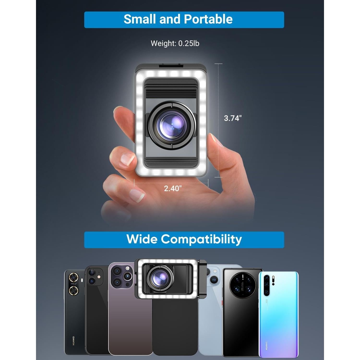 Lente Macro APEXEL con Luz LED y Batería Recargable 350mAh