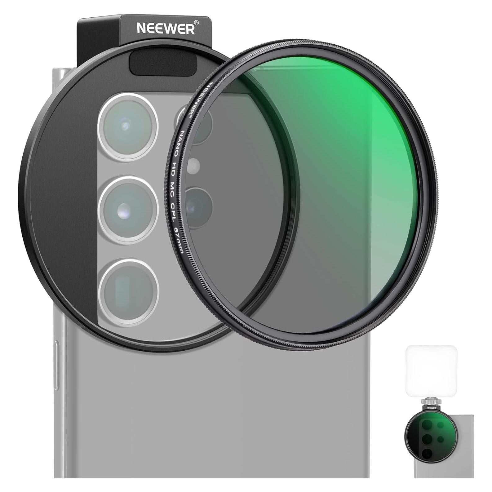 Filtro CPL NEEWER 67mm para Teléfono y Cámara - Clip Frío