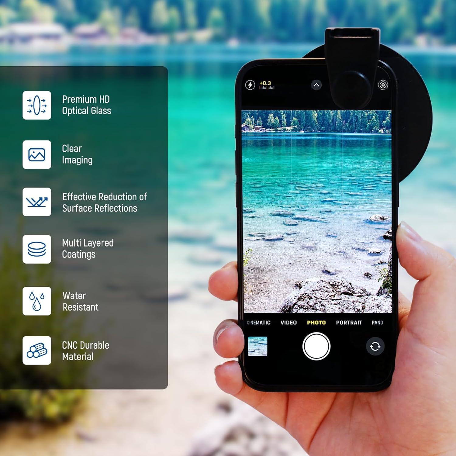 Filtro CPL NEEWER 67mm para Teléfono y Cámara - Clip Frío