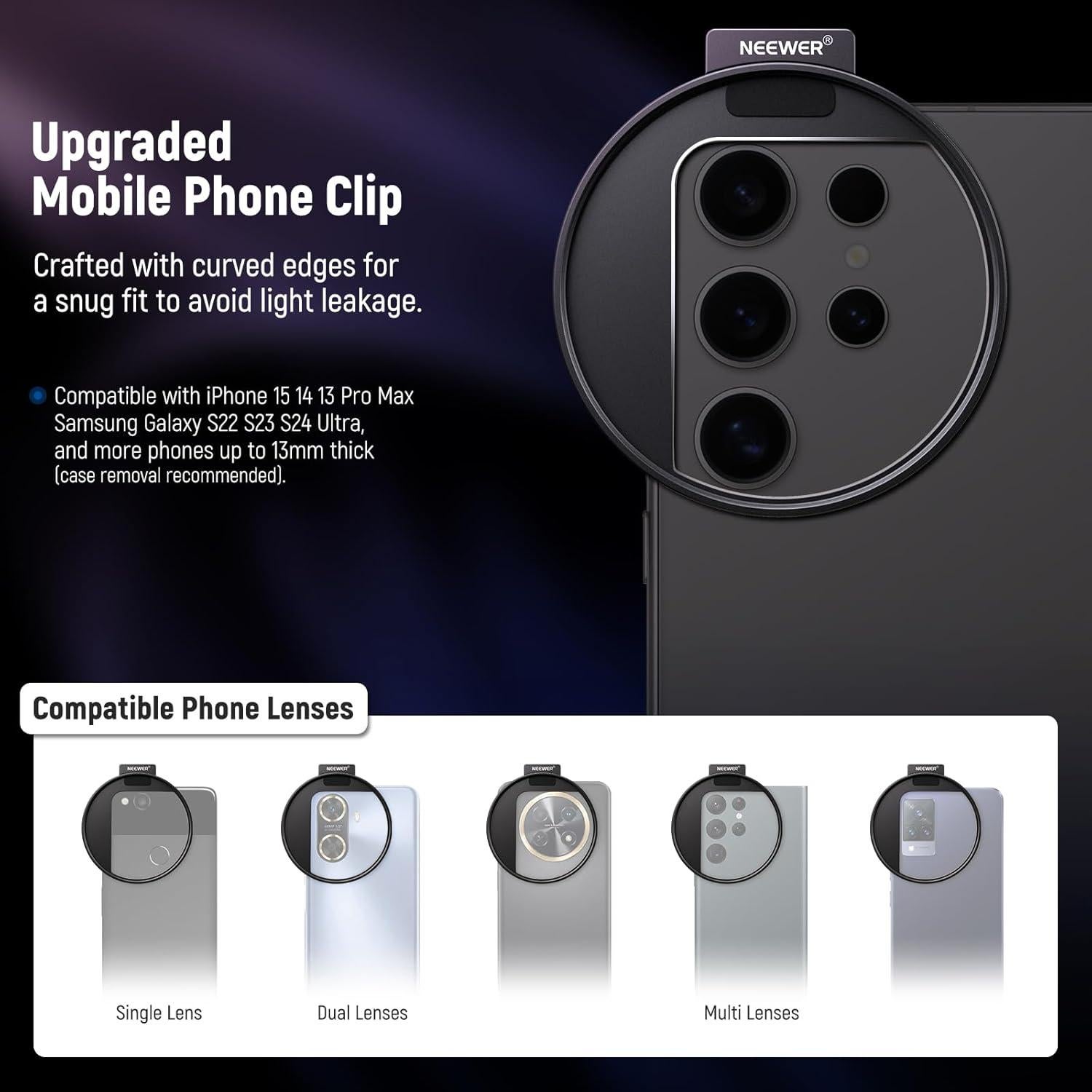 Filtro CPL NEEWER 67mm para Teléfono y Cámara - Clip Frío