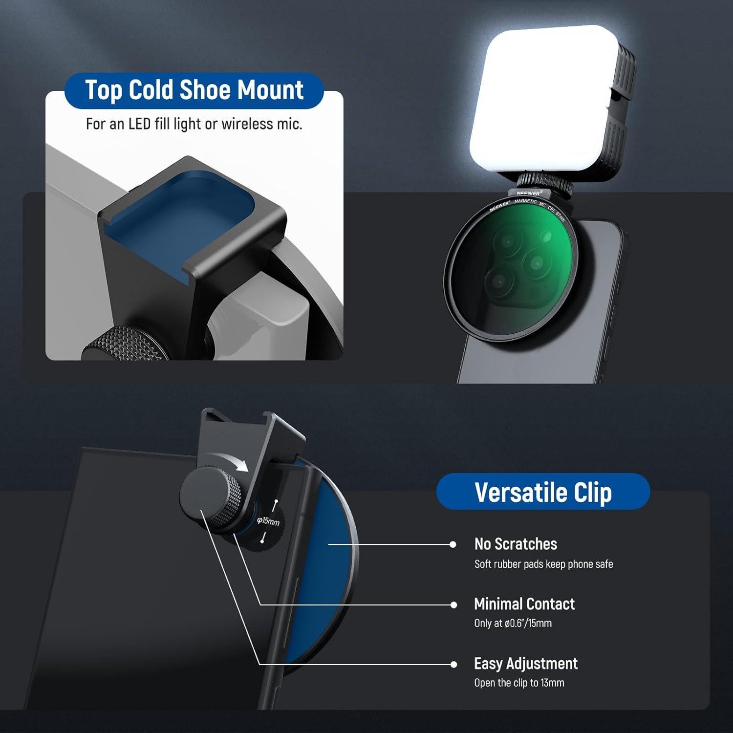 Filtro CPL Magnético 67mm NEEWER para Teléfono - Clip Universal