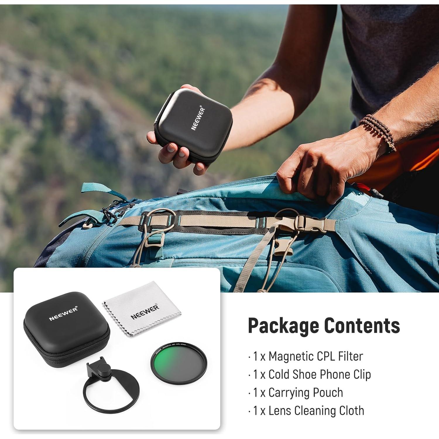 Filtro CPL Magnético 67mm NEEWER para Teléfono - Clip Universal