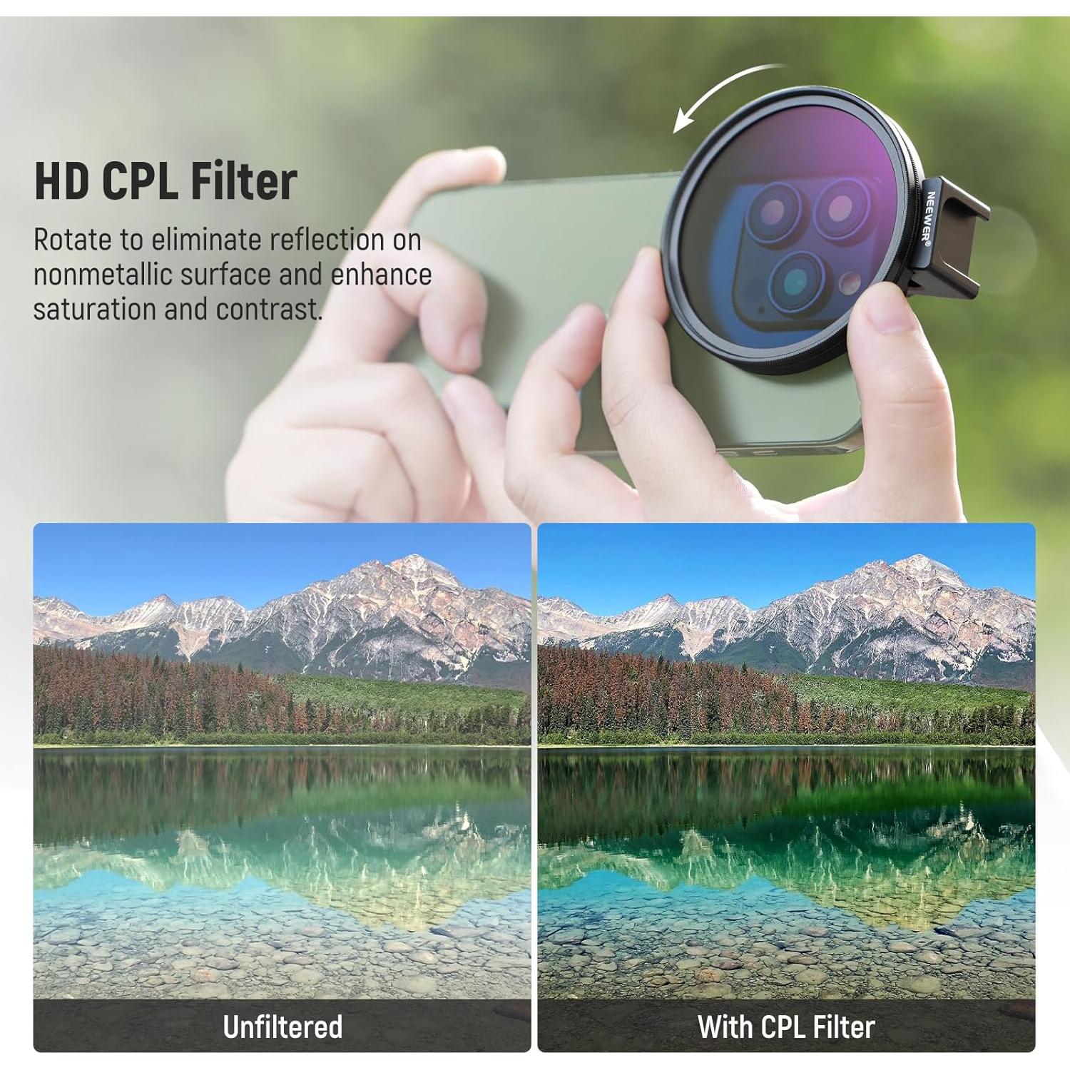 Filtro CPL 67mm NEEWER para Smartphone y DSLR - HD