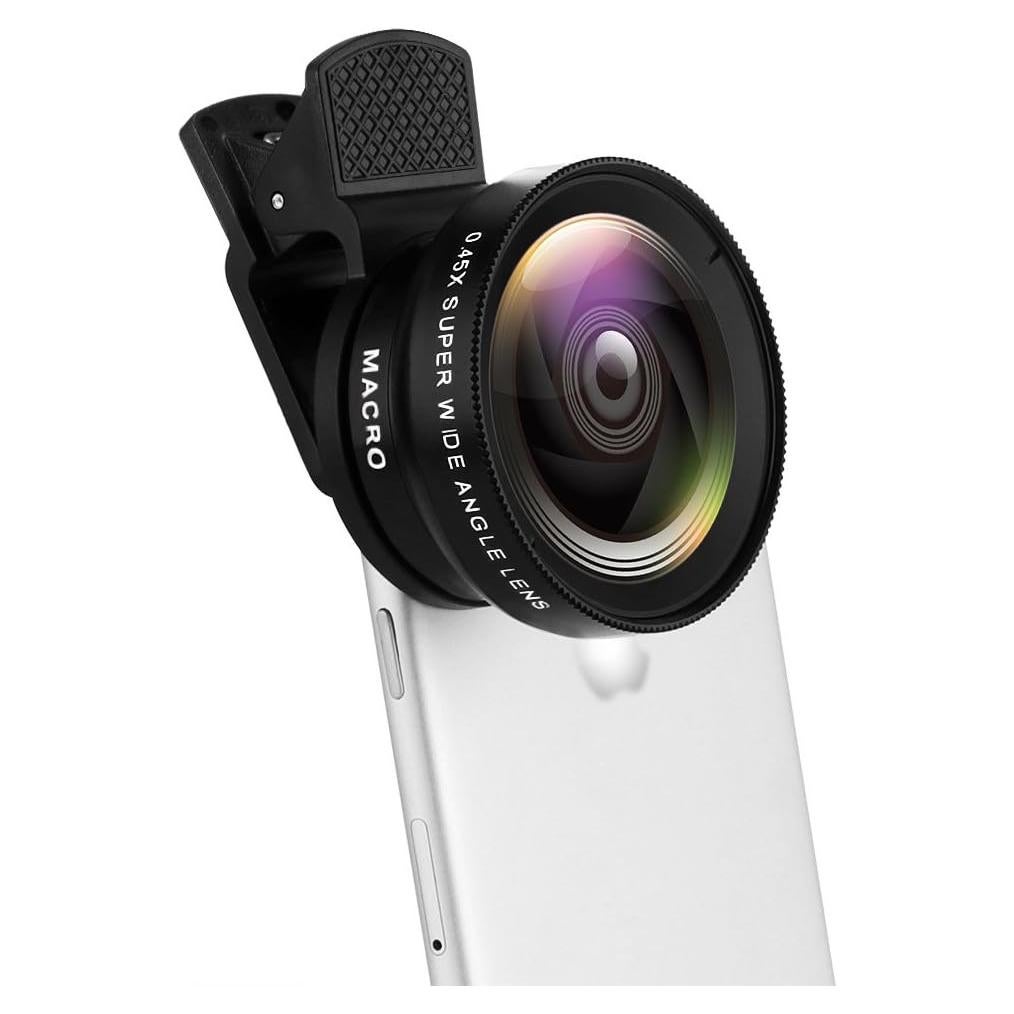 Kit de Lentes para Teléfono QEBIDUM 2 en 1 Gran Angular 0.45X y Macro 12.5X