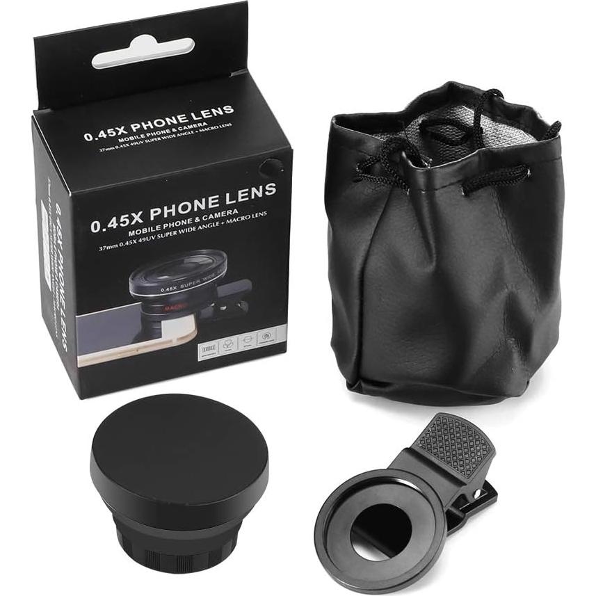 Kit de Lentes para Teléfono QEBIDUM 2 en 1 Gran Angular 0.45X y Macro 12.5X