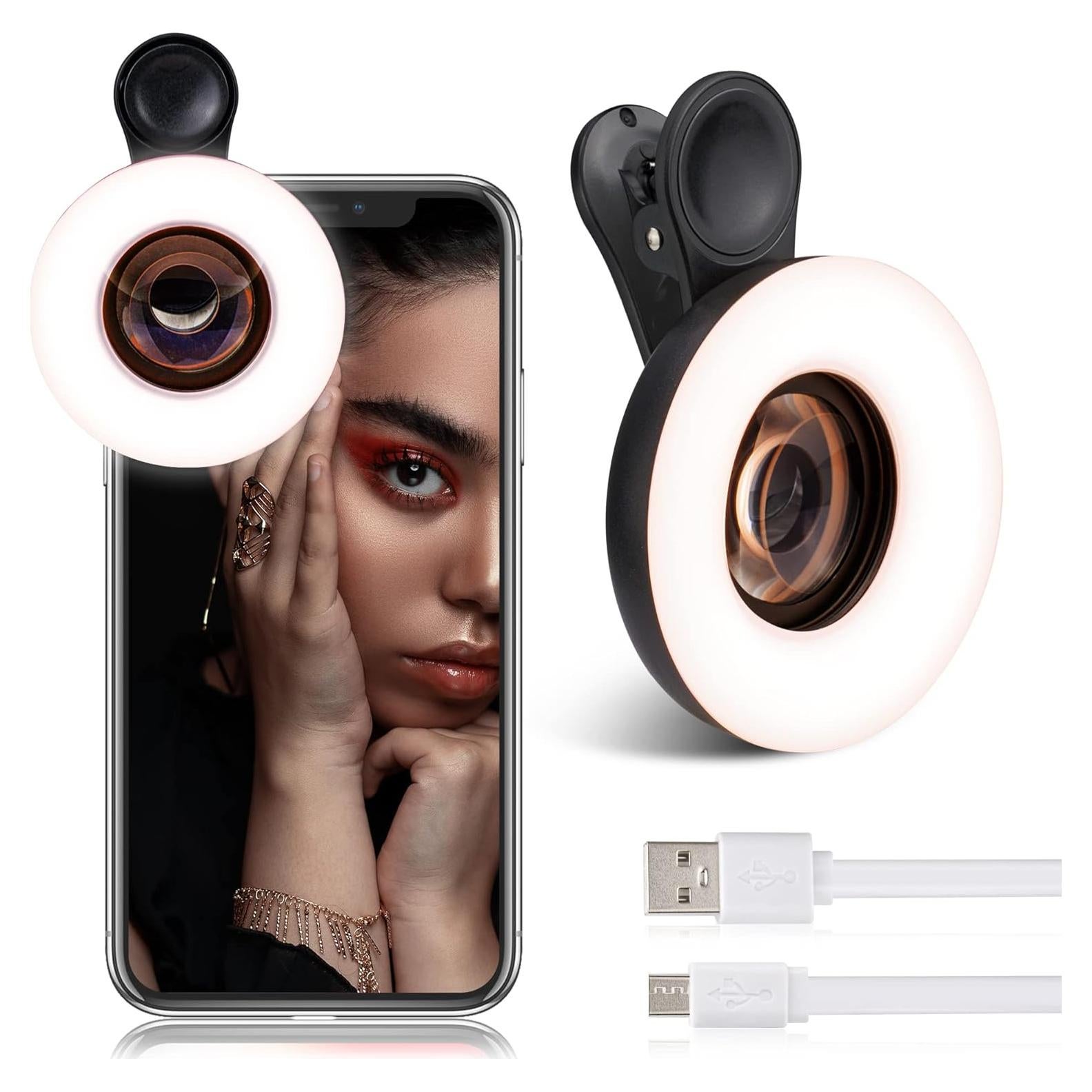 Lente Macro YZZY con Luz de Anillo para Smartphone - Negro