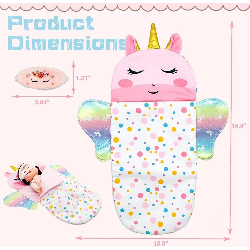 Juego de bolsa de dormir para muñecas Ferberbears unicornio