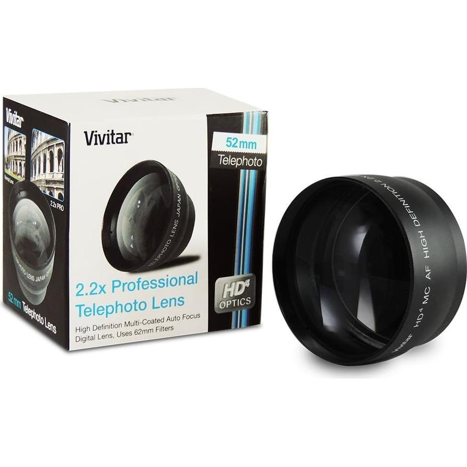 Lentes Gran Angular 0.43x y Telefoto 2.2x Vivitar 52mm para Nikon