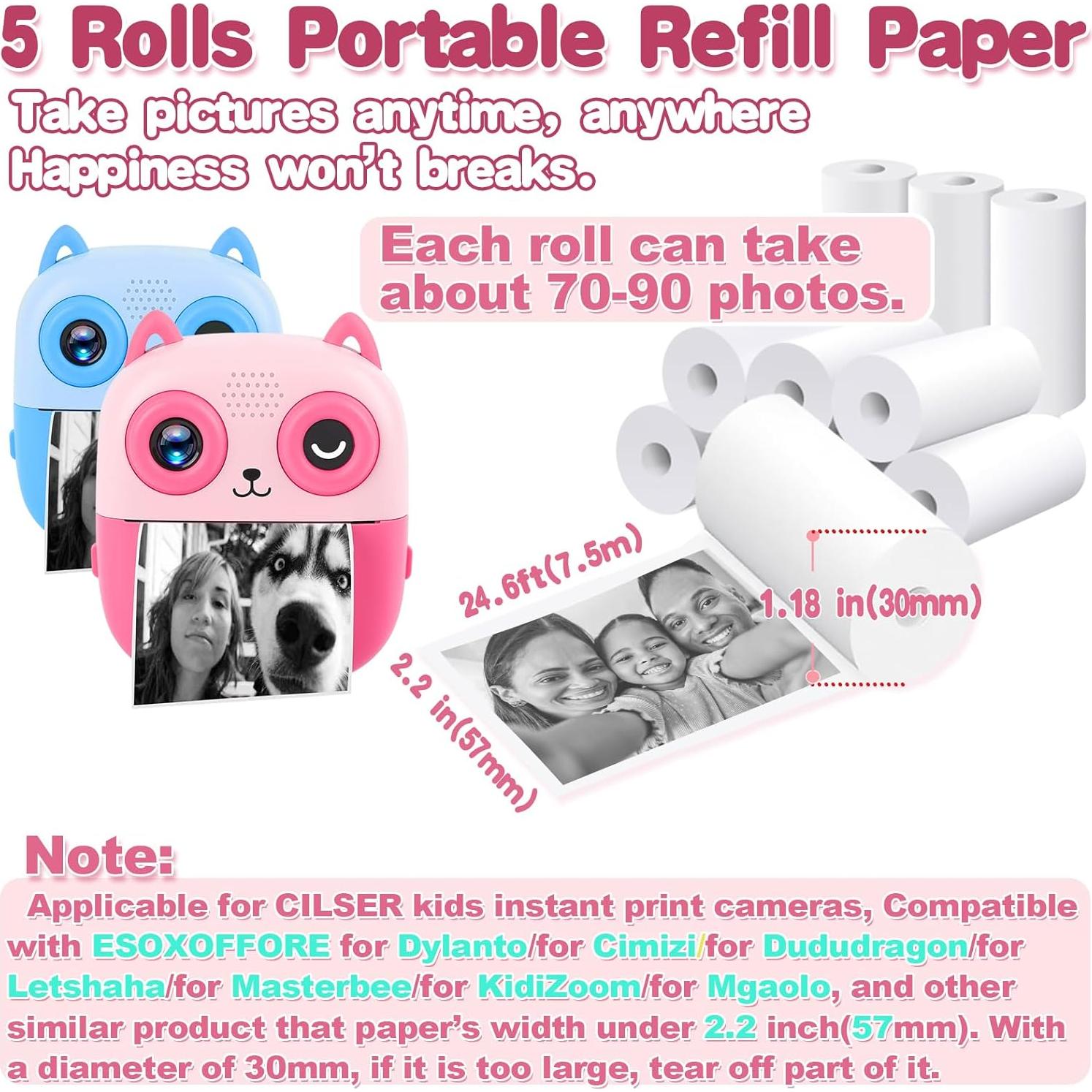 Papel Térmico CILSER para Cámara Infantil - 5 Rollos 57x25mm