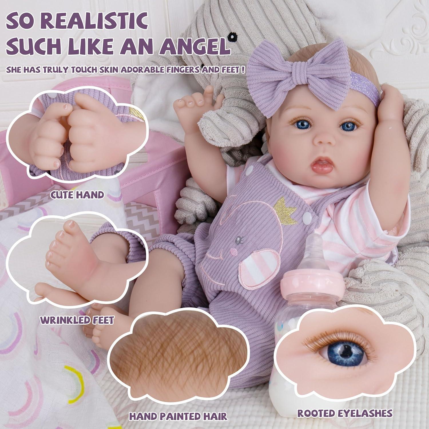 Muñeca de bebé renacida Milidool 45.72 cm realista con biberón