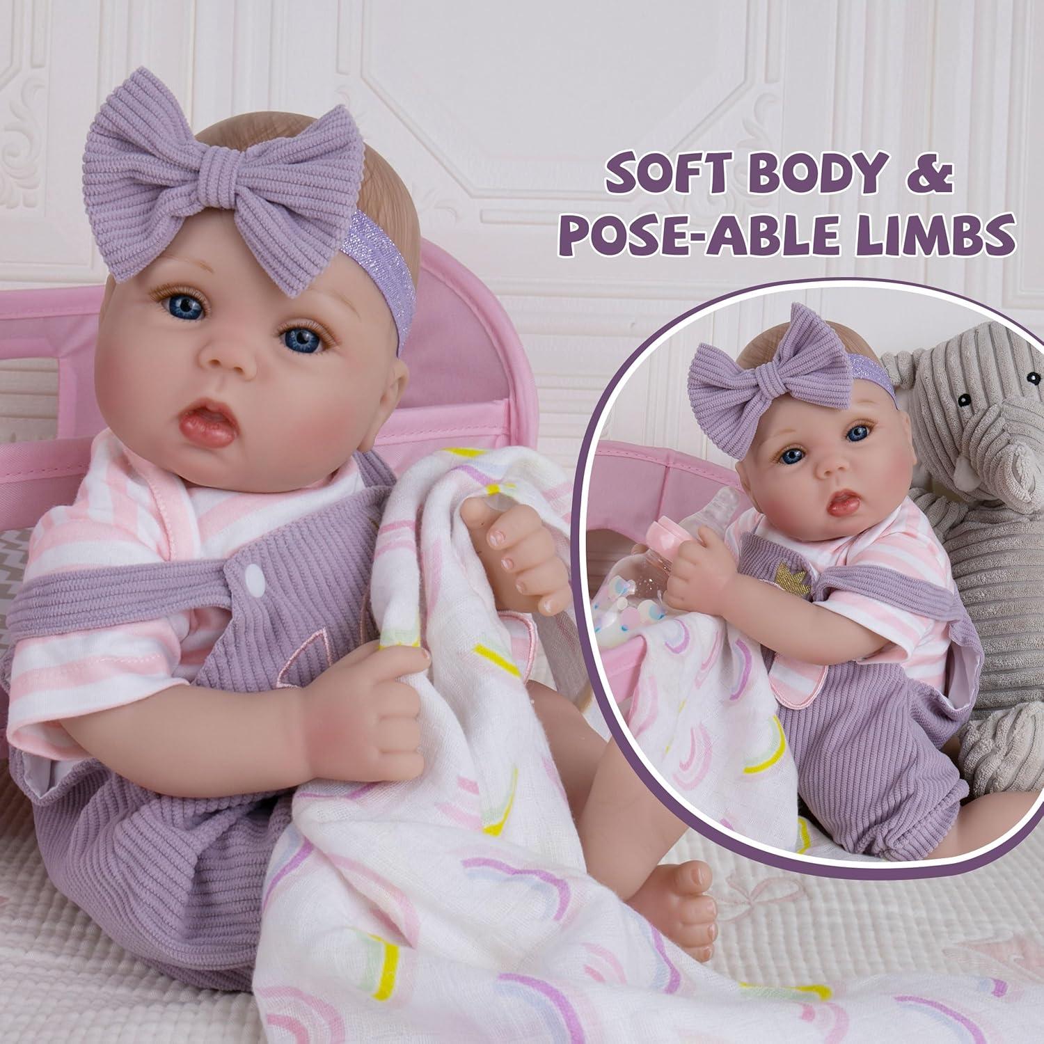 Muñeca de bebé renacida Milidool 45.72 cm realista con biberón