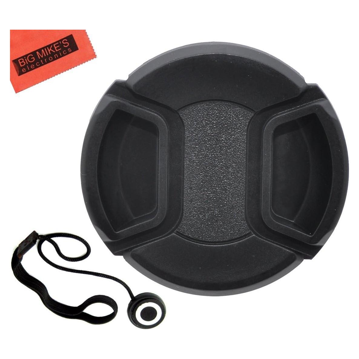 Tapa de Lente 58mm Big Mike's + Soporte y Paño de Microfibra