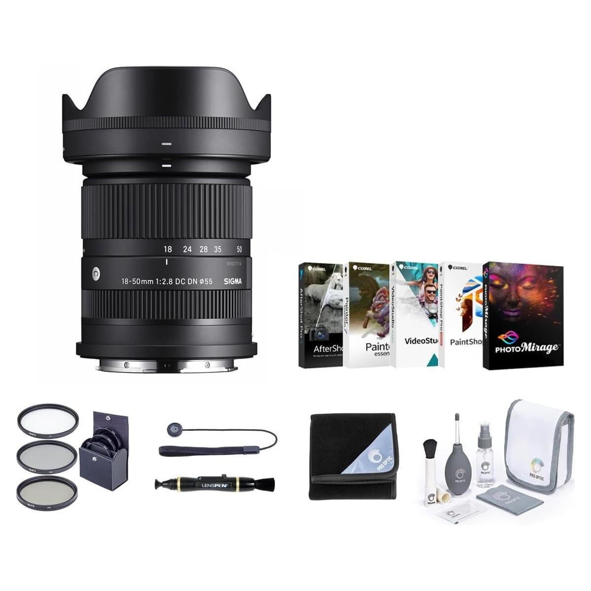 Lente Sigma 18-50mm f/2.8 DC DN para Sony E + Kit de Filtros