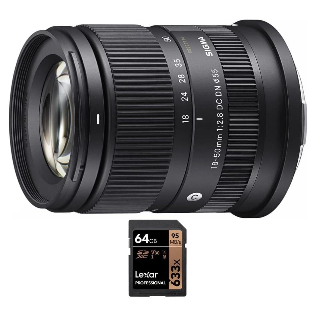 Lente Sigma 18-50mm f/2.8 DC DN para Sony APS-C + Tarjeta 64GB