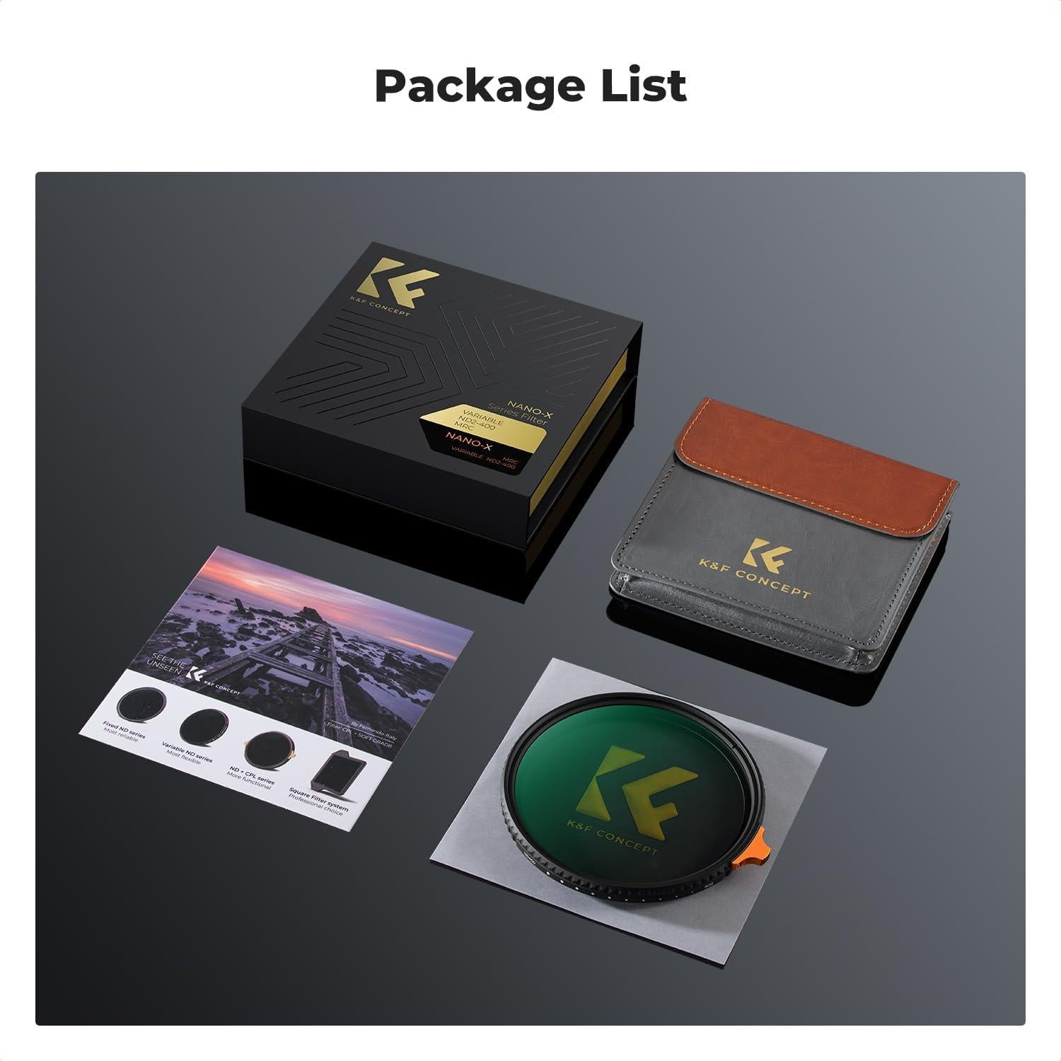 Filtro ND Variable K&F Concept 77mm ND2-ND400 Vidrio AGC