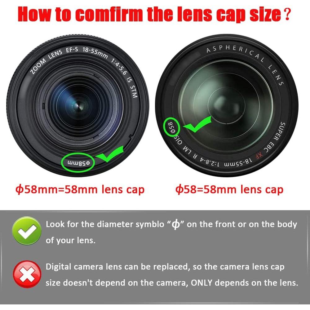 Tapa de lente 58mm Fire Rock para Canon y Fuji - 2 Pack