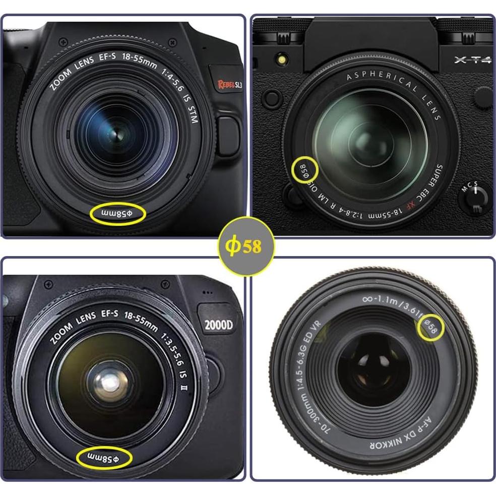 Tapa de lente 58mm Fire Rock para Canon y Fuji - 2 Pack