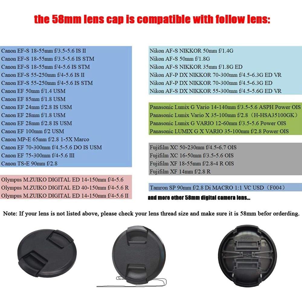 Tapa de lente 58mm Fire Rock para Canon y Fuji - 2 Pack