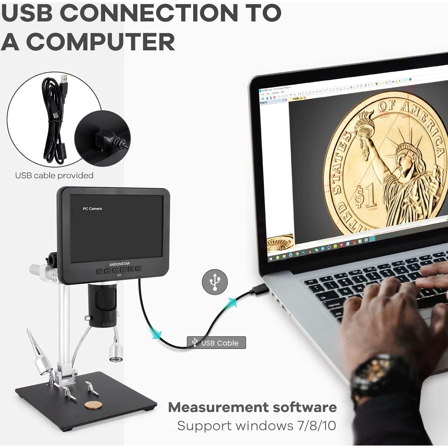 Microscopio Digital Andonstar AD246S-M 2000x 7" HDMI UHD