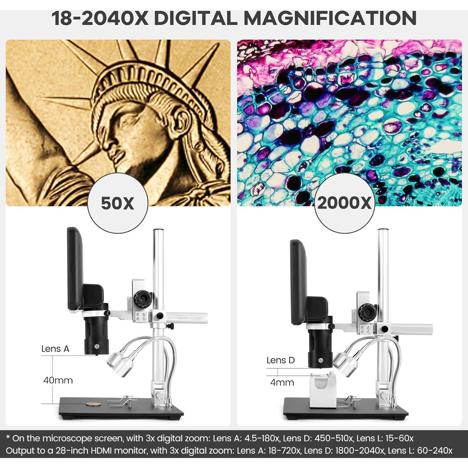 Microscopio Digital Andonstar AD246S-M 2000x 7" HDMI UHD