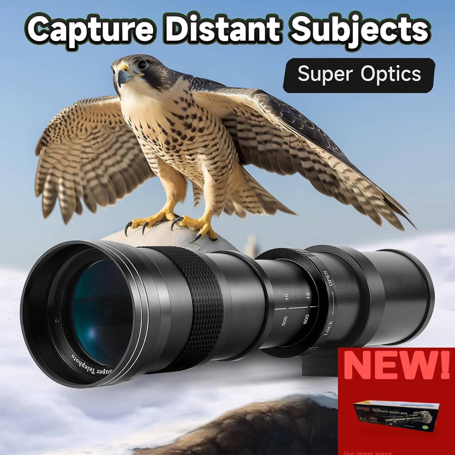 Lente Telefoto Zoom Manual 420-1600mm OPTURA HD para Canon