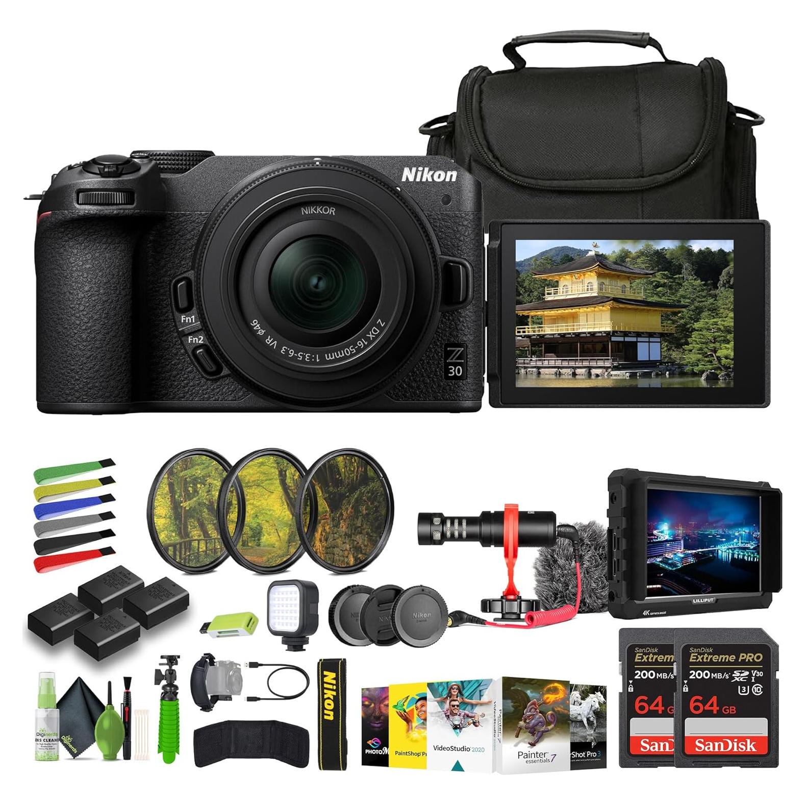 Cámara Sin Espejo Nikon Z30 con Lente 16-50mm y Accesorios