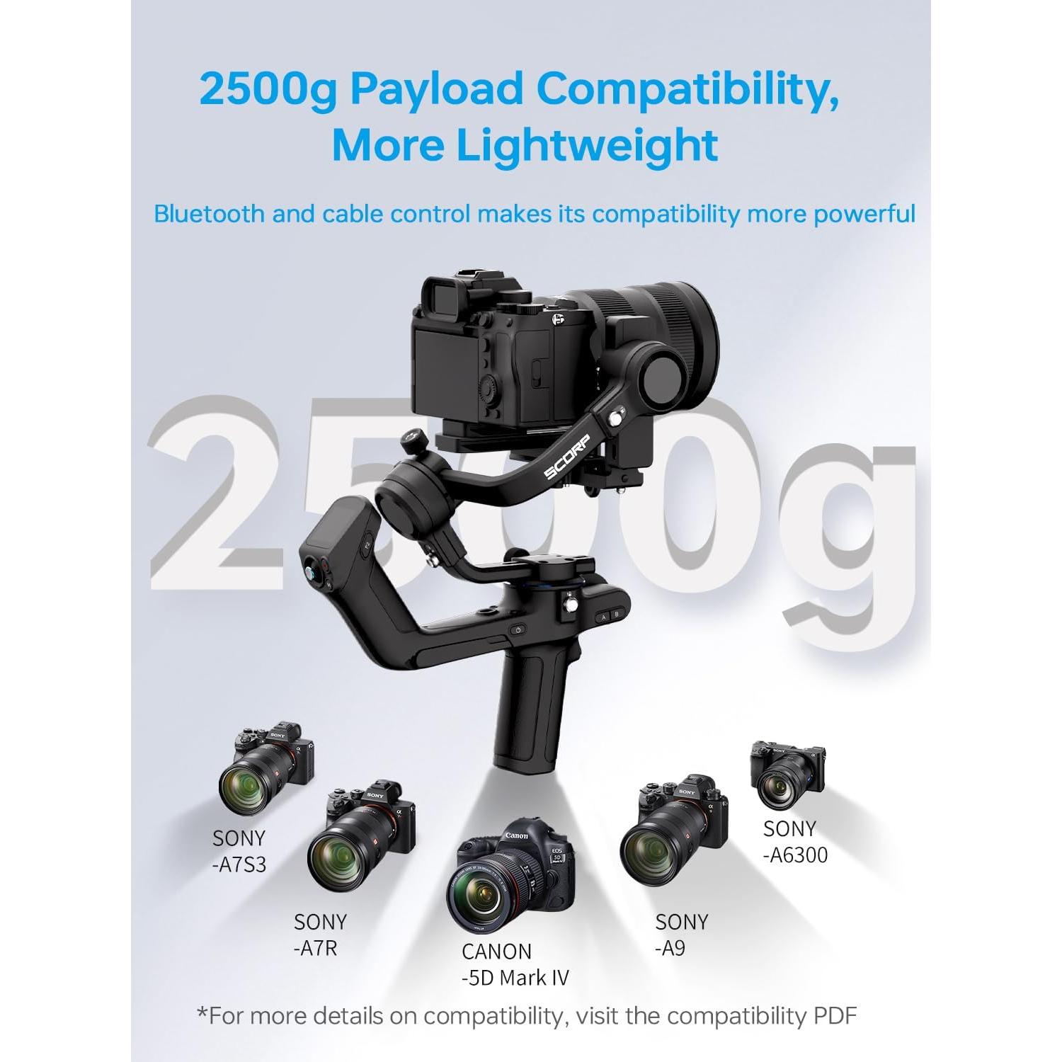 Estabilizador de Cardán FeiyuTech SCORP 2 para Cámara 2.5kg